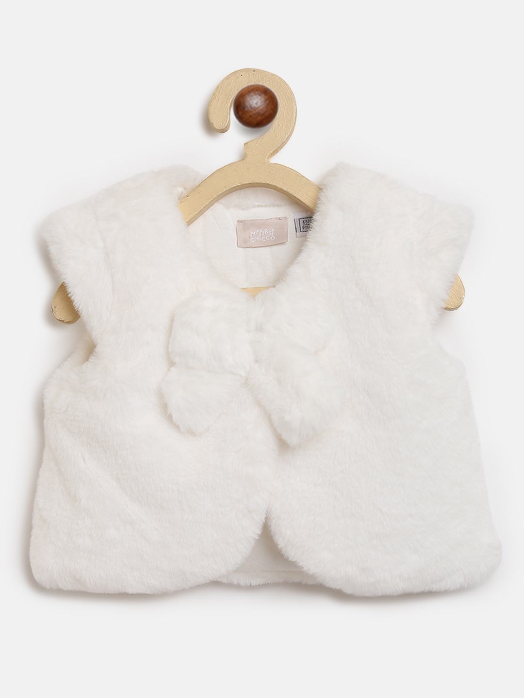 Faux Fur Sleeveless Jacket - White-Pink